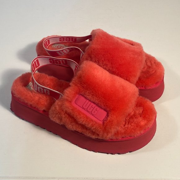 UGG Shoes - Ugg Disco Slide Pink Shearling Platform Sandals Women Size 9 / Mint